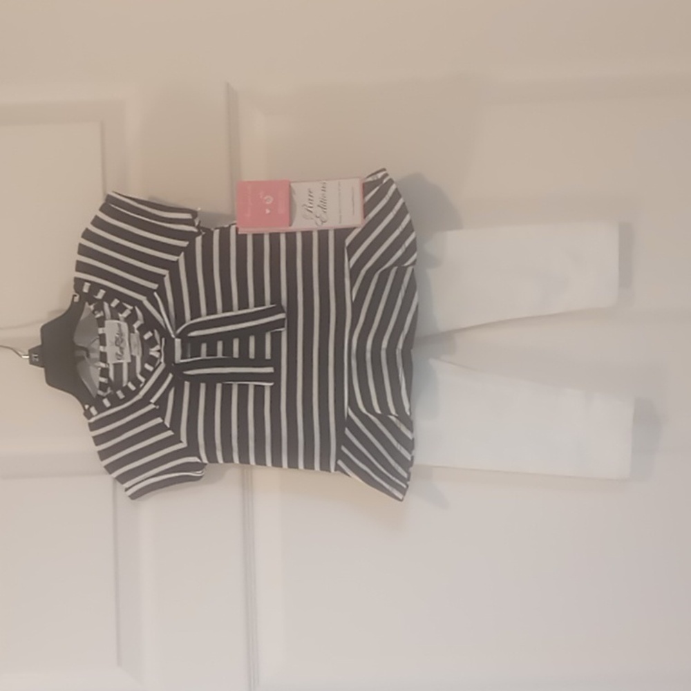 Super Cute Rare Editions Toddler Nautical Stripe Top and Leggings Set NWT